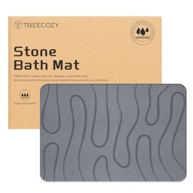 Imagem de BIOIWGY Tapete de banho de pedra, 61 x 81 cm, tamanho grande, diatomita, secagem rápida, antiderrapante, superabsorvente para banheiro e cozinha, multiuso como tapete para animais de estimação, fácil