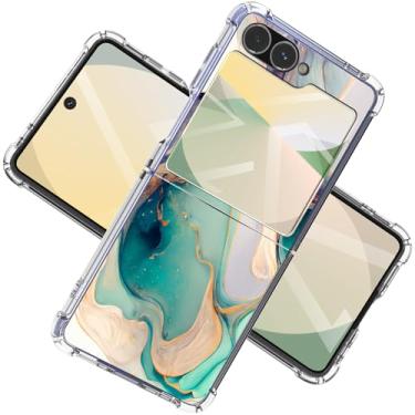 Imagem de CLATUK Capa para Samsung Galaxy Z Flip 7 FE 5G Flores Slim Anti-Drop À Prova de Choque Macio À Prova de Choque Capa Protetora Transparente 6,7 Polegadas para Z Flip 6 (Lago Alpino)