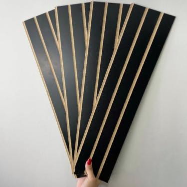 Imagem de 50 Placas Ripado MDF Painel Autocolante Revestimento de Parede 3d (Preto, 20 Placas)