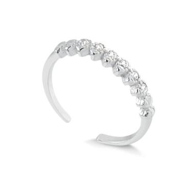 Imagem de Anel Falange Prata 925 Legítima Ponta de Dedo Ajustável Cravejado Zirc