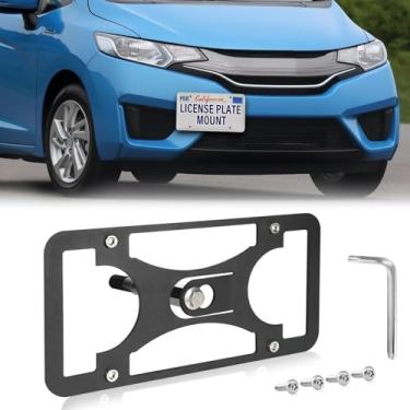 Imagem de Moldura frontal sem broca compatível com Honda Fit | 2009-2014 Suporte de gancho de reboque para placa de carro antifurto Capas de etiqueta de carro à prova de ferrugem, acessórios de carro à prova de