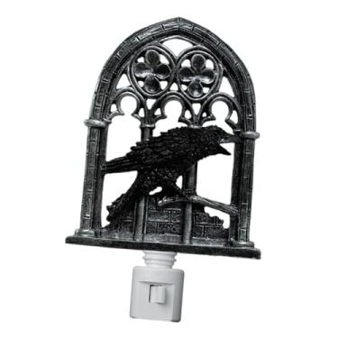 Imagem de IEUDNS Luminária de parede estilo corvo para Halloween, ornamento de resina, presente preto, versátil, para festa, luminária de parede gótica para cabeceira,