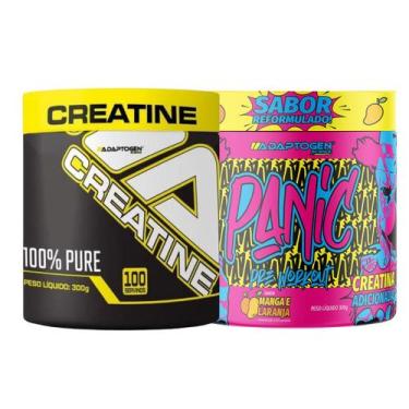 Imagem de Kit Panic Creatine Adaptogen Creatina Pré-treino pote 300g, Manga e La