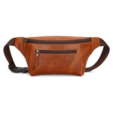 Imagem de Pochete de couro com alça ajustável (25 x 15 x 5 cm) com alças ajustáveis, Bronzeado, 10 x 6 x 2 Inches, Fanny Pack Corss Bolsa para o corpo bege