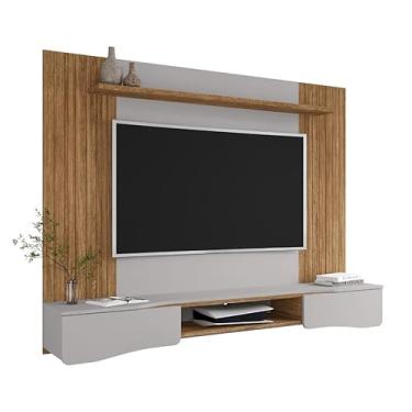 Imagem de Painel Suspenso Búzios TV 65” Prateleira e Portas Soft Close (Marrom/Off)