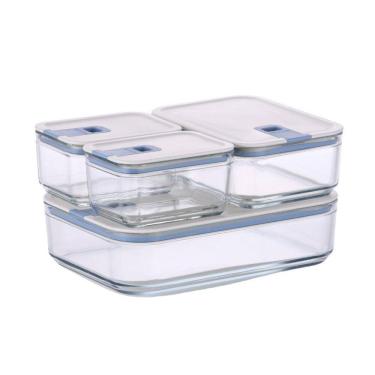 Imagem de Conjunto De Potes De Vidro Herméticos Retangulares - Tampa C