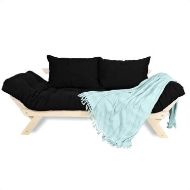 Imagem de Sofá Japão Futon Sarja Madeira Sem Pintura - Preto