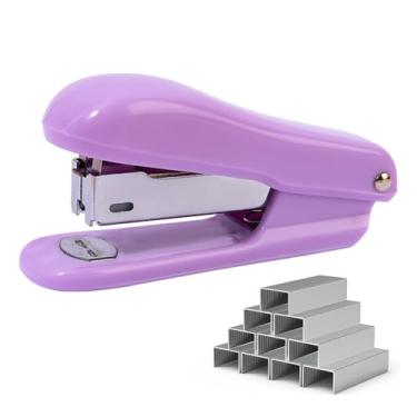 Imagem de Grampeador de mesa de escritório com 1000 grampos 24/6, grampeamento resistente durável padrão suave sem atolamento, perfeito para casa, escola, escritório, negócios, papelada - roxo
