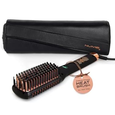 Imagem de NuMe Straightening Ionic Brush with Tourmaline Ceramic Bristles & Edges - Negative Ion Conditioning technology for smooth, frizz free and healthy hair- Duel voltage