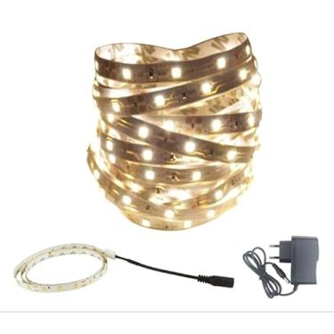 Imagem de Fita Led Branco Quente 1 Metro (98cm) 2835 12v +fonte Bivolt