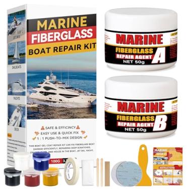 Imagem de Bondtech Kit de reparo de fibra de vidro marítima para barcos, kit de reparo de revestimento de gel multifuncional para barcos, pranchas de surf, caiaques, furos fixos, lascas, arranhões, rachaduras
