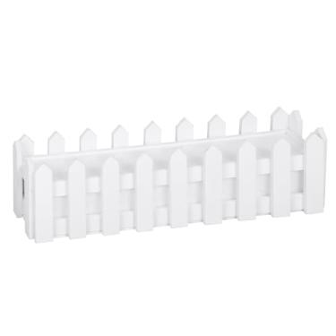 Imagem de Emivery Cerca branca, caixa de madeira, vaso de flores, cerca de madeira com espuma para arranjos de flores, decoração de peitoril de janela de casa e jardim