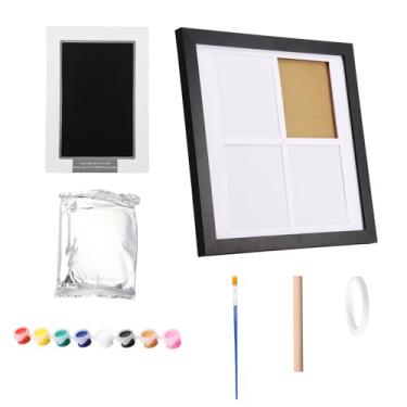 Imagem de Kit de impressão de pata de madeira com tinta e argila, gato, cachorro, animal de estimação, decoração de casa, para cães, gatos, gatinhos, filhotes (preto, 1 conjunto)