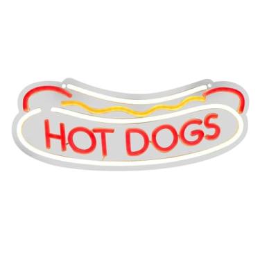 Imagem de Ioensy Luz noturna com letreiro de comida, luzes decorativas, luz LED com desenho animado alimentada por USB, decoração de parede para cenário de cafeteria, Cachorros-quentes