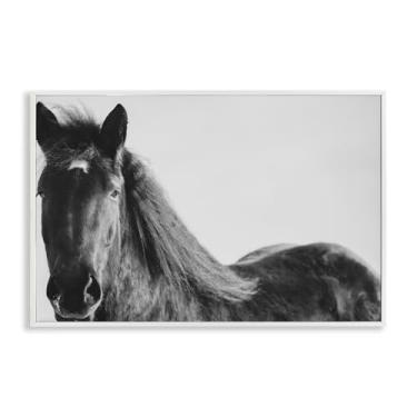 Imagem de Stupell Industries Cavalo preto no inverno, design de arte giclée emoldurado branco por Amy Carroll, 40,6 x 61 cm