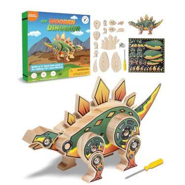 Imagem de Little Jupiter Kit de madeira DIY com adesivos – Brinquedos de dinossauro para crianças de 7 a 12 anos – Kits de carpintaria de dinossauro – Artesanato em madeira – Kit de construção infantil