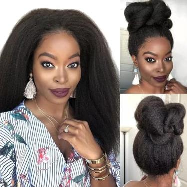 Imagem de Enoya Peruca de cabelo humano 360 lace frontal pré-arrancada, cabelo humano sem cola, densidade 200 para mulheres negras com linha do cabelo natural de bebê (peruca frontal de renda 360, 30 cm)