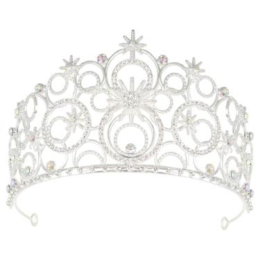 Imagem de Coroas de cristal para mulheres, tiara de strass prata, concurso, coroa de rainha, tiara de princesa bolha para casamento, formatura, aniversário, noiva