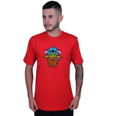 Imagem de Camiseta Unissex Lilo Stitch yoda Star Wars - Lafre, Vermelho, M