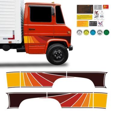 Imagem de Faixa Caminhão Mb 608 Mercedes Benz Adesivo Lateral Vermelho - SPORTIN