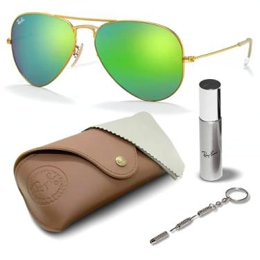 Imagem de Ray-Ban RB3025 Óculos de sol clássicos em formato de aviador com kit de óculos – protetores de nariz ajustáveis – Óculos de sol retrô formais e casuais ideais, Ouro (112/19 | 58 mm), 58 mm