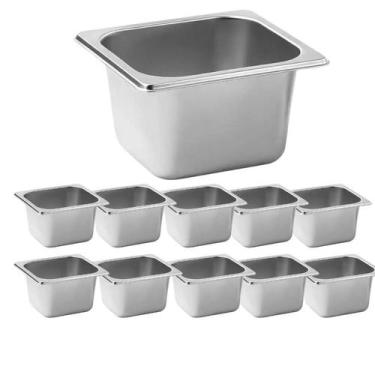 Imagem de Cuba Gastronômica Inox GN 1/6X100 Buffet Rechaud Kit 10Peças - Losan