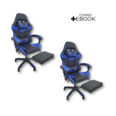 Imagem de Kit 2 Cadeiras Gamer Stillus Ergonômica com Apoio Para os Pés com Eboo