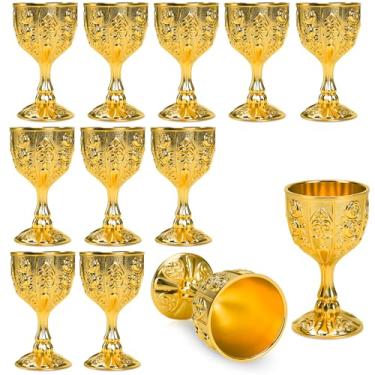 Imagem de Eforcase 12 peças mini cálice cálice ouro cobre vinho pequeno copo medieval vintage cálice, cobre, metal, tostagem, vinho, cálice, copo de shot em relevo para comunhão altar beber