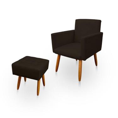 Imagem de Poltrona Decorativa Nina com Puff New para Sala e Quarto Suede Marrom - Jylcrom