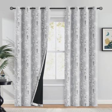 Imagem de Cortinas Blackout FMFUNCTEX Floral 100% poliéster cinza 214x213cm