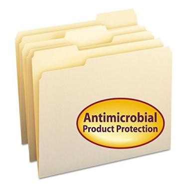 Imagem de Smead Pasta de arquivo com proteção do produto, aba de corte 1/3, posições sortidas, tamanho carta, manila, 100 por caixa (10338)