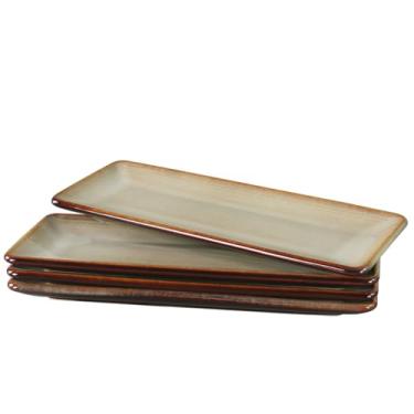 Imagem de jinsongdafa Travessas de servir de cerâmica, conjunto de pratos de jantar com bandeja média de 4,12 cm para entretenimento, para sobremesa, salada, aperitivo, churrasco, refeições principais, tacos