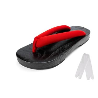 Imagem de Cutey May Tamancos de madeira japoneses Geta Pantufas, Preto e vermelho, 9-10