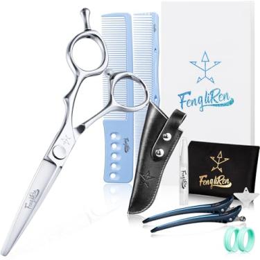 Imagem de Fengliren Tesoura profissional de alta qualidade, extremamente afiada, para corte de cabelo, tesoura de cabeleireiro de 14 cm, feita de aço inoxidável para salão de cabeleireiro e uso doméstico