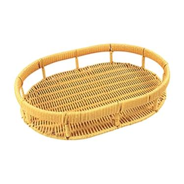 Imagem de Generic Cesta de frutas, bandeja de servir, bandeja de pão para lanches de fazenda, cesta de pão decorativa feita à mão para lanches, bebidas, café da manhã, L