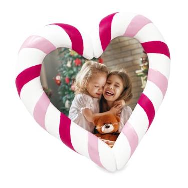 Imagem de Isaac Jacobs Porta-retrato de coração doce 10 x 10 cm - resina rosa/vermelha/branca, decoração inspirada nas férias para mesa ou exibição de parede, presente de férias, decoração de casa (10 x 10 cm