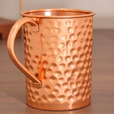 Imagem de NZM Caneca Moscow Mule (473 ml), caneca de cobre com acabamento martelado à mão | Canecas de cobre sólido para Moscow Mule, café gelado, coquetéis, bebidas geladas com benefícios de saúde ayurvédica.
