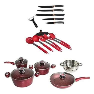 Imagem de Jogo De Panela Antiaderente Cerâmica 18 Pçs Sile Stone Kit