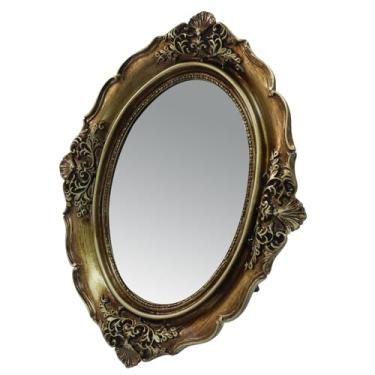 Imagem de Piutouyar Moldura oval vintage, molduras ornamentadas antigas com frente de vidro para pendurar na parede, exibição de mesa, decoração de casa (25 x 20,5 cm/10 x 8 polegadas)