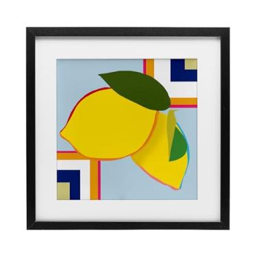 Imagem de Stupell Industries Impressão emoldurada geométrica limão fruta preta sob vidro, design por Daniela Santiago, 13 x 13