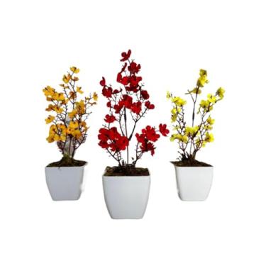Imagem de Decoração Sala, kit três vasinhos mini arranjo de orquídeas permanentes efeito real decoração(TRIO MODELO 20)