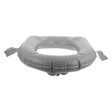 Imagem de SOPOTUTU Almofada de assento de vaso sanitário inflável elevada com copo, suporte portátil de PVC para idosos com deficiência, design adequado para viagens com bolsa de armazenamento sem tapete para
