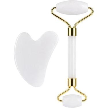 Imagem de Rolo Pedra de Jade Massageador + Placa Gua Sha Anti Estresse - Seller 