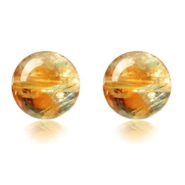 Imagem de 150 peças de contas de pedra natural de 8 mm quartzo citrino amarelo pedras preciosas redondas contas soltas para fazer joias faça você mesmo energia poder de cura por atacado contas de pedra de