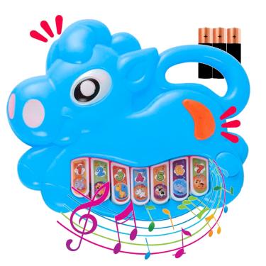 Imagem de Piano Teclado Musical Vaquinha Infantil Brinquedo Bebe Luz Som Bichinhos Fazenda