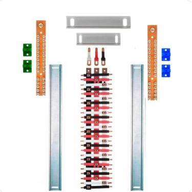 Imagem de Kit Barramento Trifásico Isolado 100A para 50 Circuitos com Placa de P