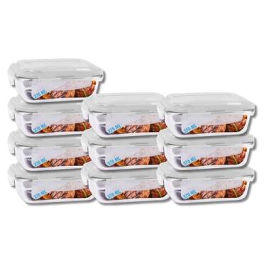 Imagem de Kit 10 Potes De Vidro Marmita Com Tampa Hermético 370ml Oferta - PRATI