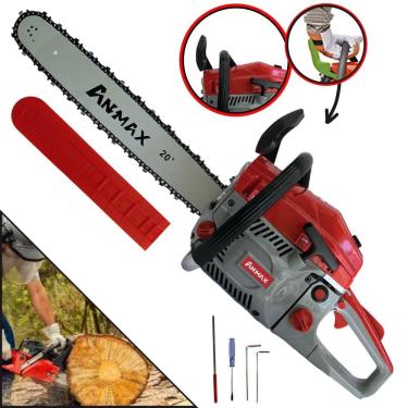 Imagem de Motosserra Profissional Anmax CS5800A À Gasolina 2T 58cc 3HP Alta Rotação Com Sabre 20’` Ponta Rolante Corrente 36 Dentes Para Todos os Trabalhos