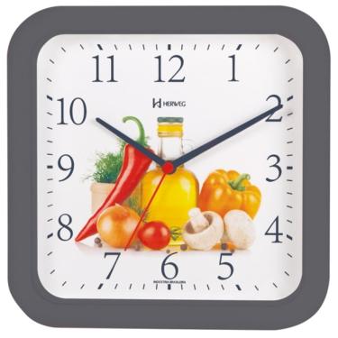 Imagem de Relógio de Parede 23 cm Quadrado Preto Cozinha Herweg