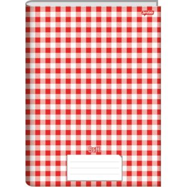 Imagem de Jandaia - Caderno Brochura 1/4 Capa Dura 96 Fls Stiff Xadrez Vermelho - Pacote com 05 unidades